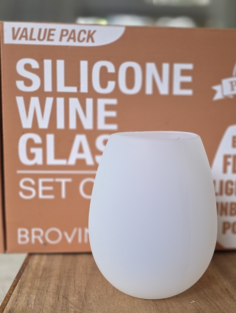 NIB Brovino Unbreakable Silicone Stemless Wine Glasses | Value Pack Set of 6